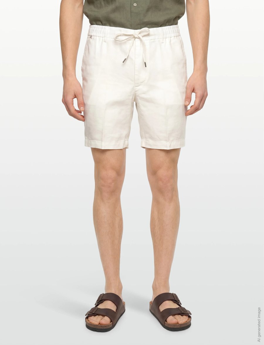 BOSS - H-Kane1-RDS-Shorts - leinen-shorts - white - 3