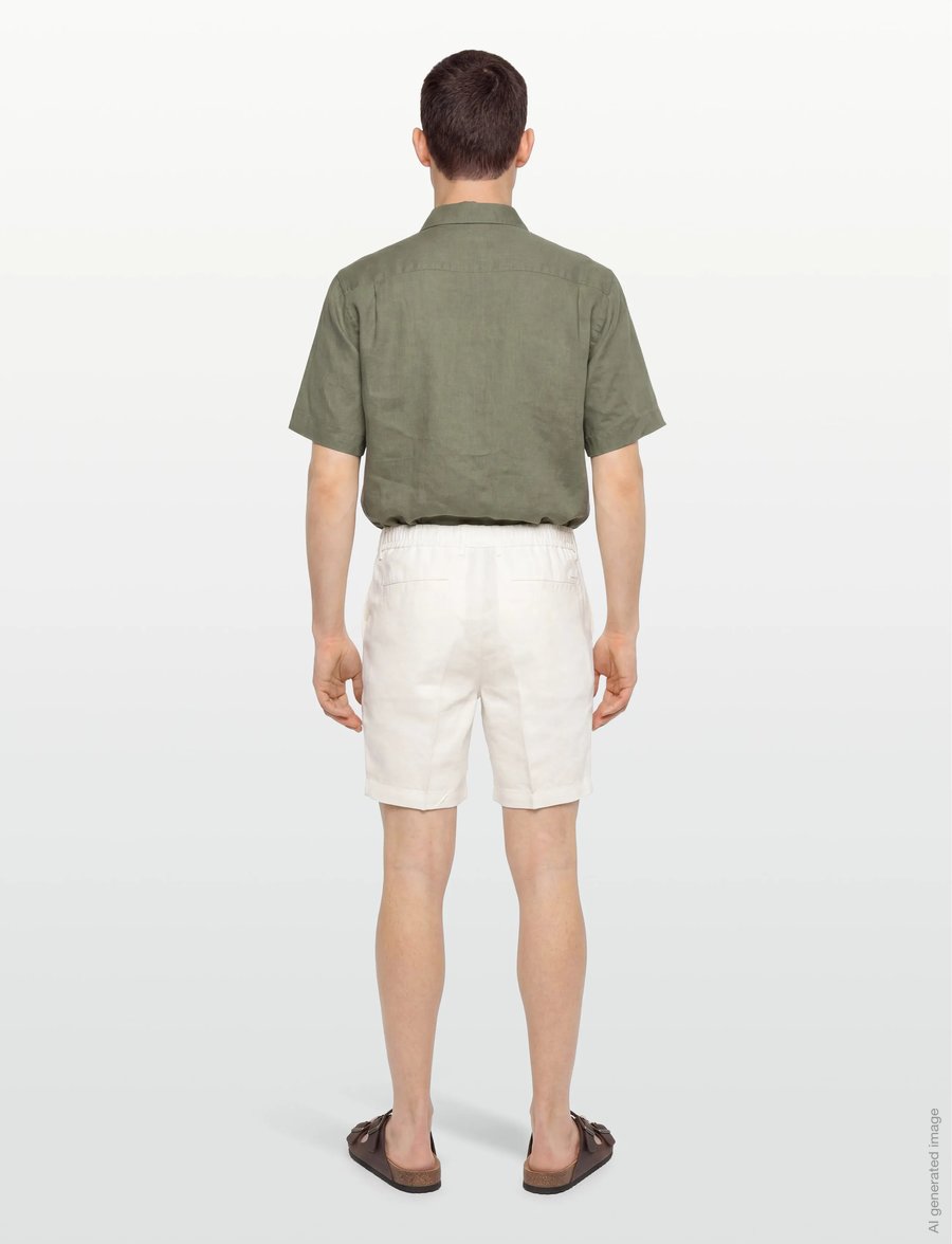 BOSS - H-Kane1-RDS-Shorts - leinen-shorts - white - 4