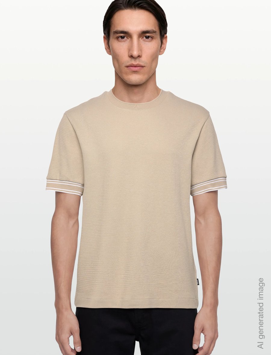 BOSS - C-Tigerman 47 - short-sleeved t-shirts - open beige - 3