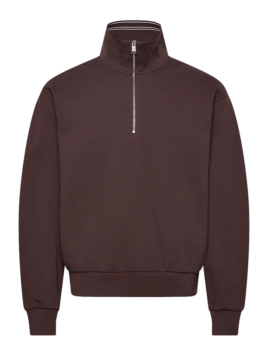 BOSS - C-Seidler 47 - pullover mit halbem reißverschluss - dark brown - 1