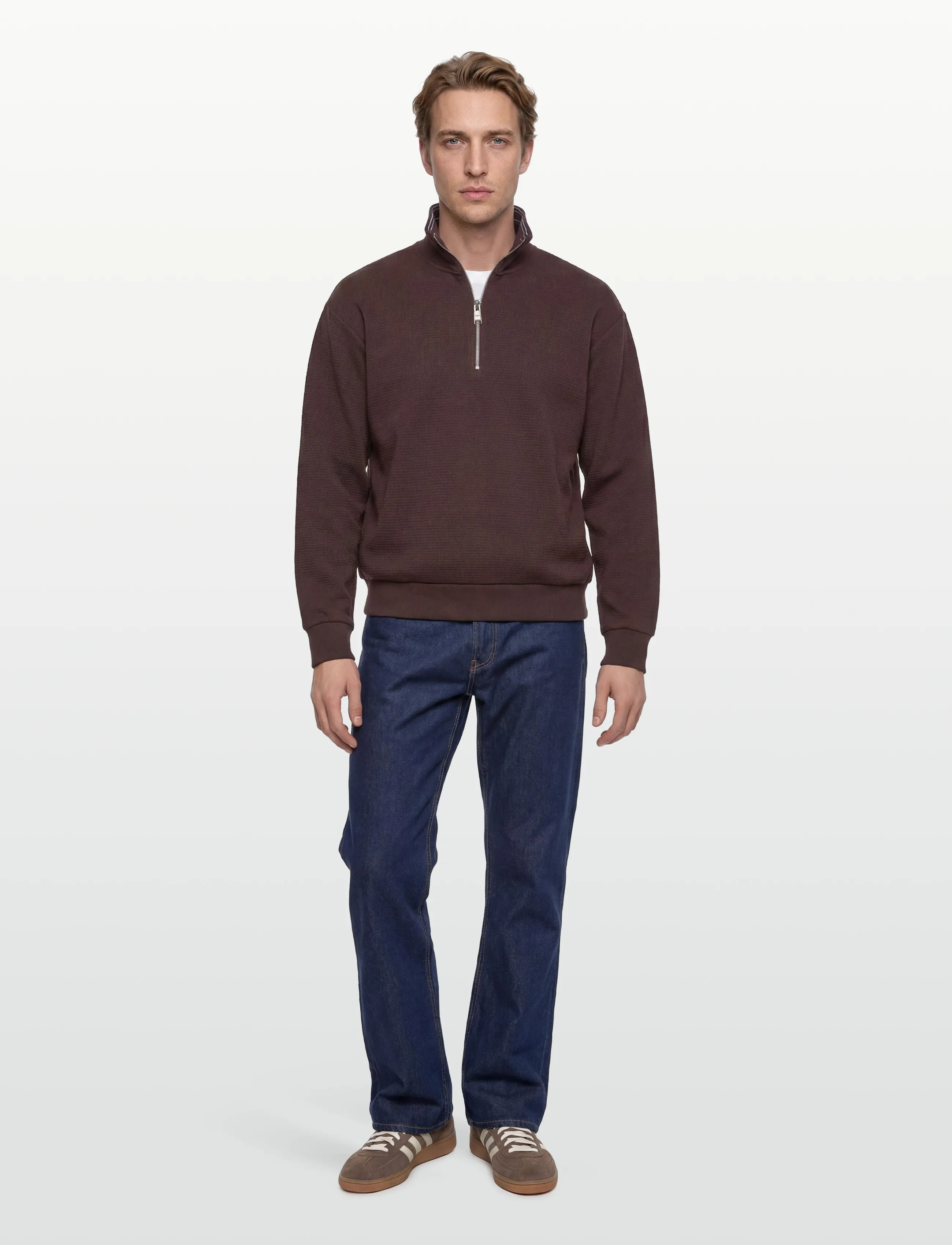 BOSS C-Seidler 47 - Pullover mit halbem Reißverschluss - DARK BROWN / brown