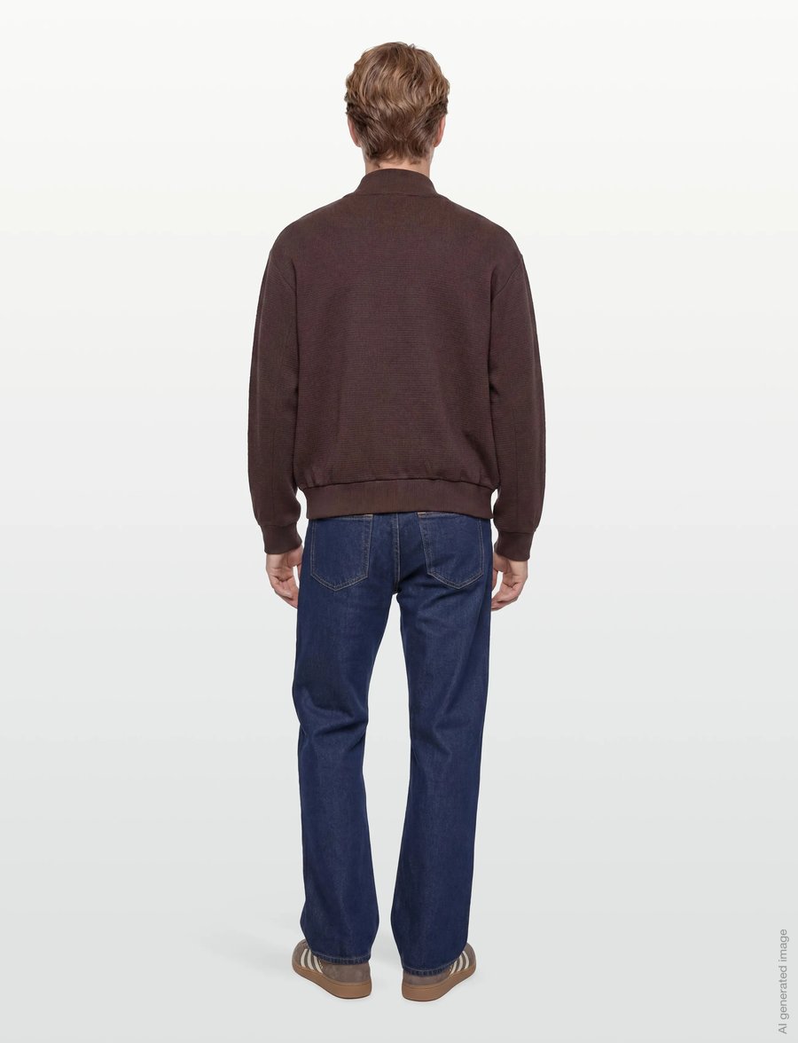 BOSS - C-Seidler 47 - pullover mit halbem reißverschluss - dark brown - 4