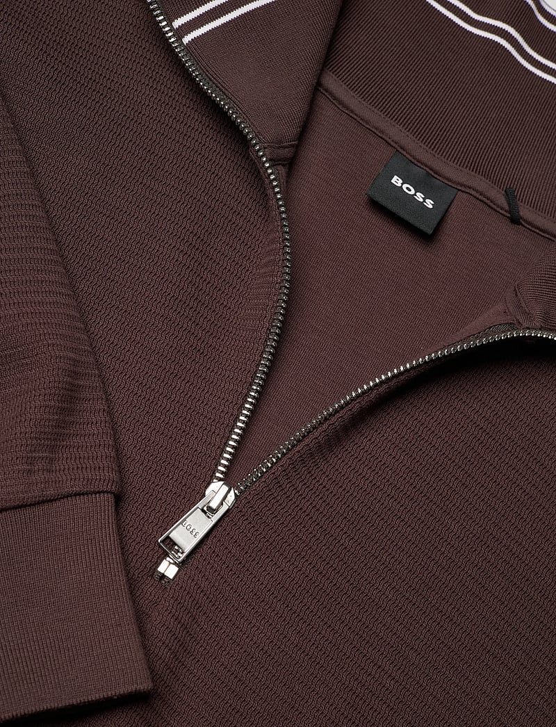 BOSS - C-Seidler 47 - pullover mit halbem reißverschluss - dark brown - 5