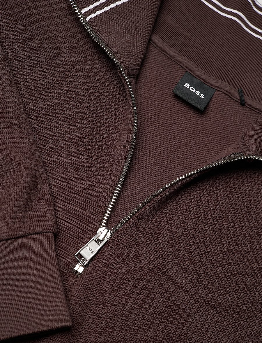 BOSS - C-Seidler 47 - pullover mit halbem reißverschluss - dark brown - 5