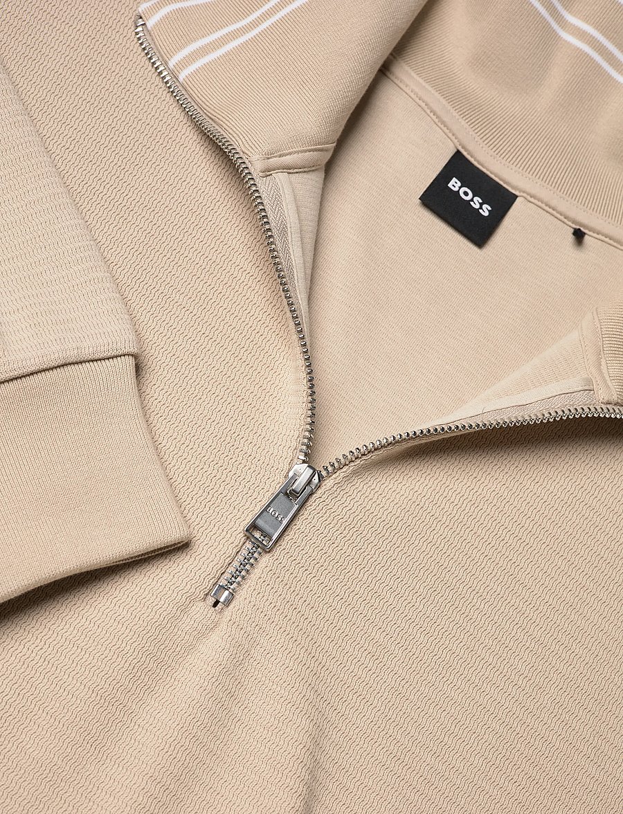 BOSS - C-Seidler 47 - pullover mit halbem reißverschluss - open beige - 2