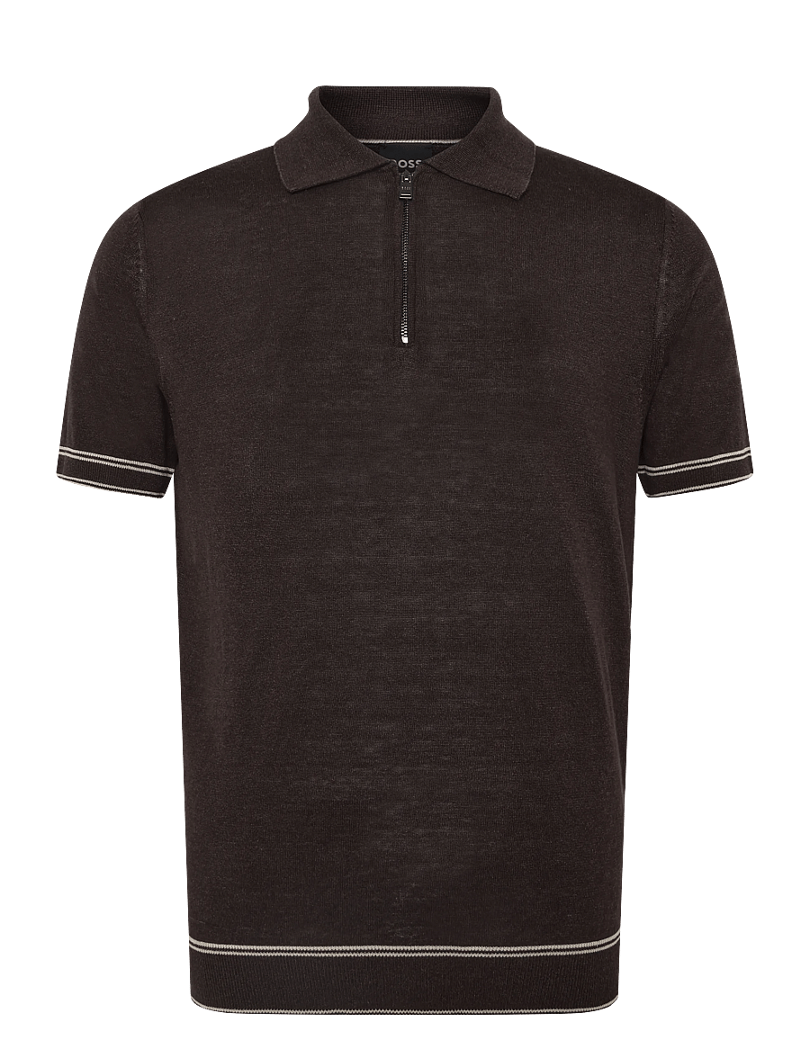 BOSS - H-Norbertino - lühikeste varrukatega polod - dark brown - 1