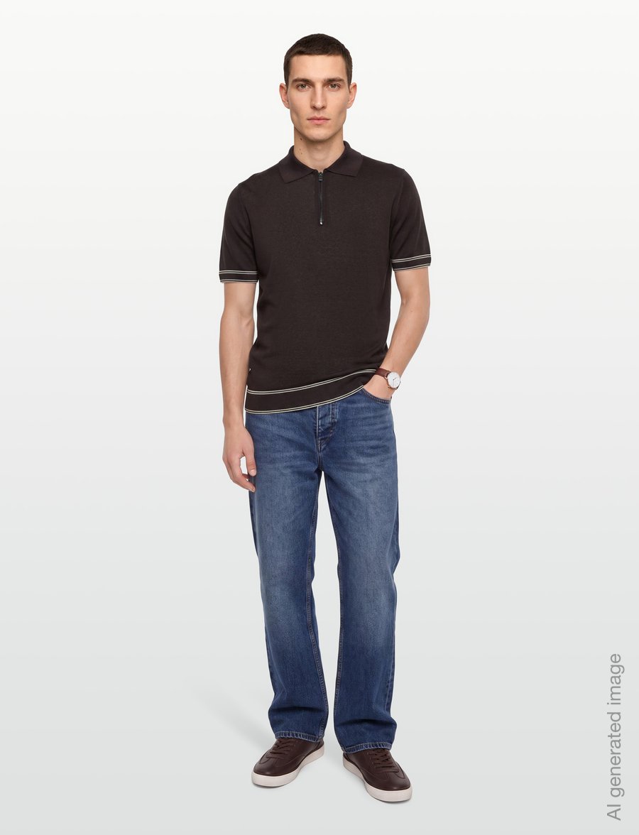 BOSS - H-Norbertino - lühikeste varrukatega polod - dark brown - 0