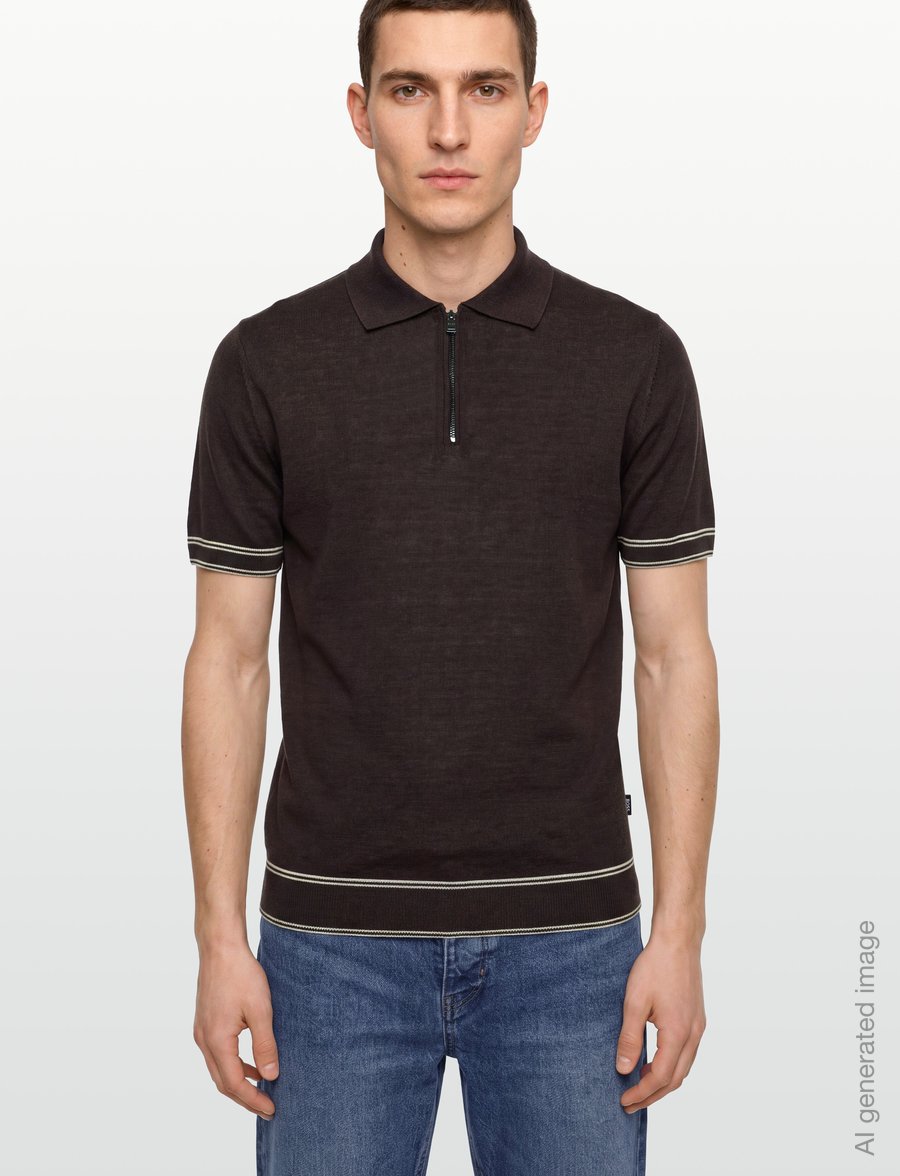 BOSS - H-Norbertino - lühikeste varrukatega polod - dark brown - 3