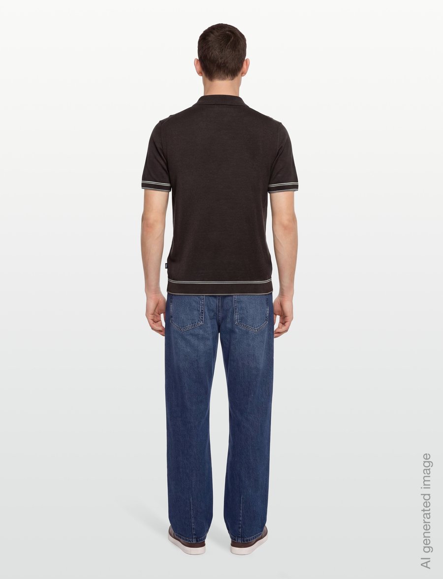 BOSS - H-Norbertino - lühikeste varrukatega polod - dark brown - 4
