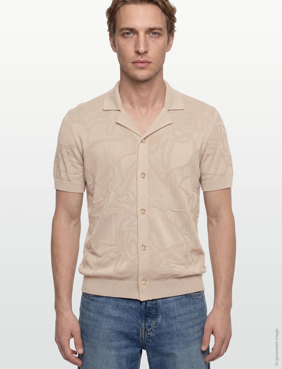 BOSS - C-Noy - gestrickte polohemden - open beige - 3