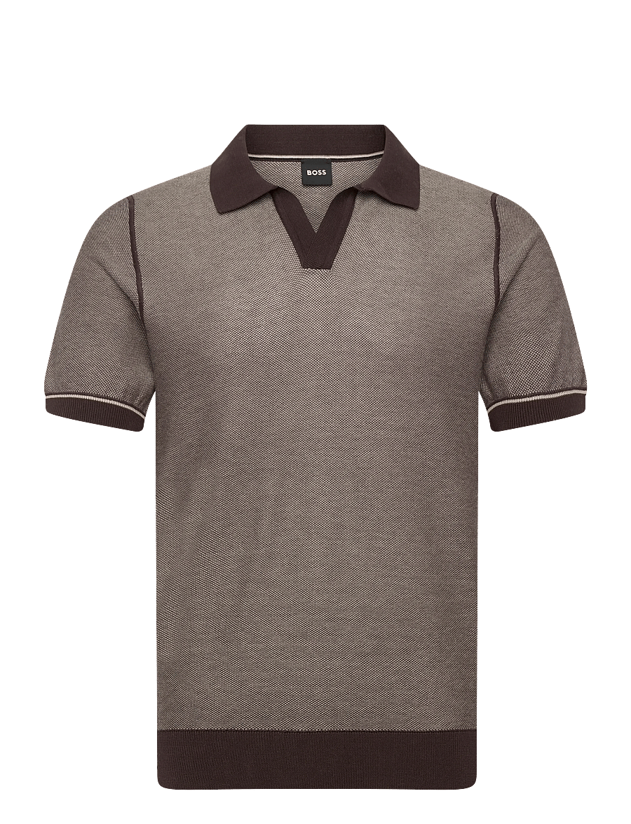 BOSS - H-Narciso - langärmlige strick-polohemden - dark brown - 1
