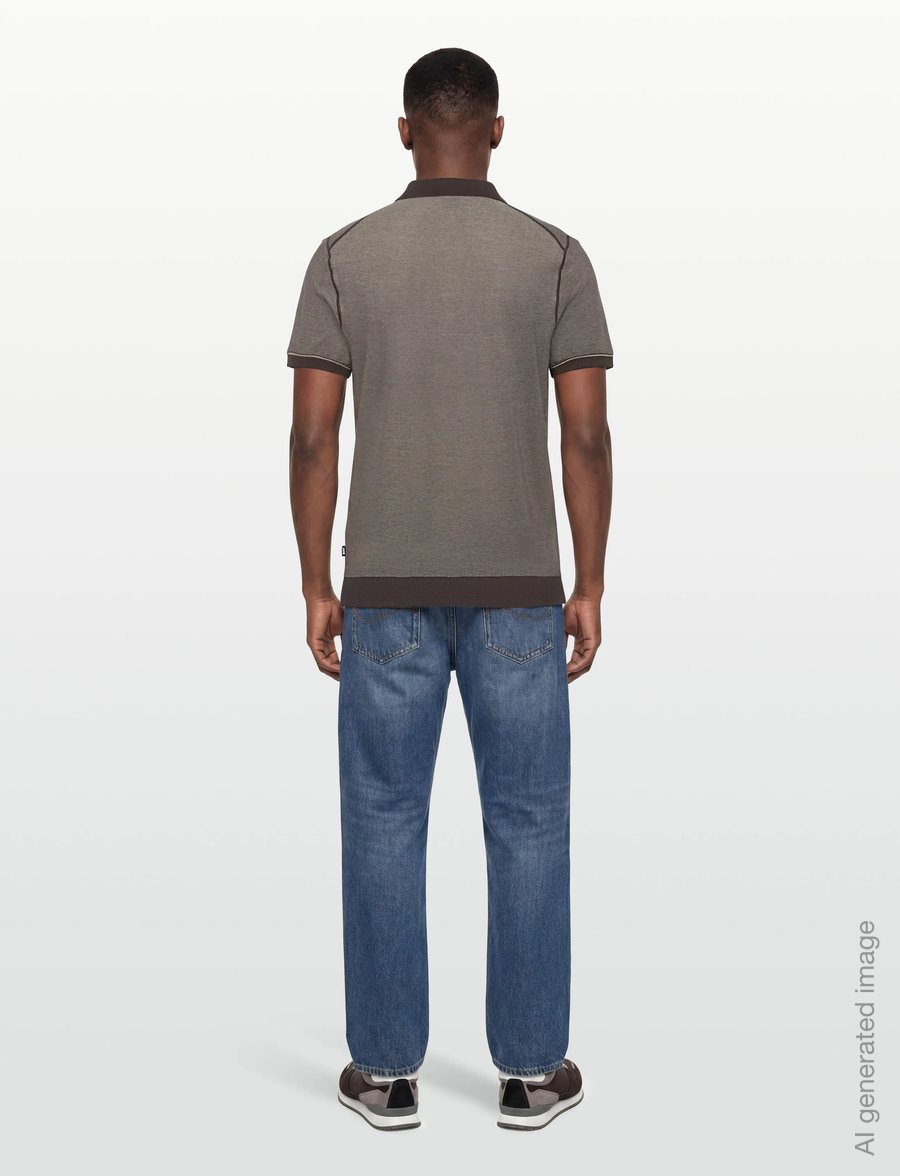 BOSS - H-Narciso - langärmlige strick-polohemden - dark brown - 4