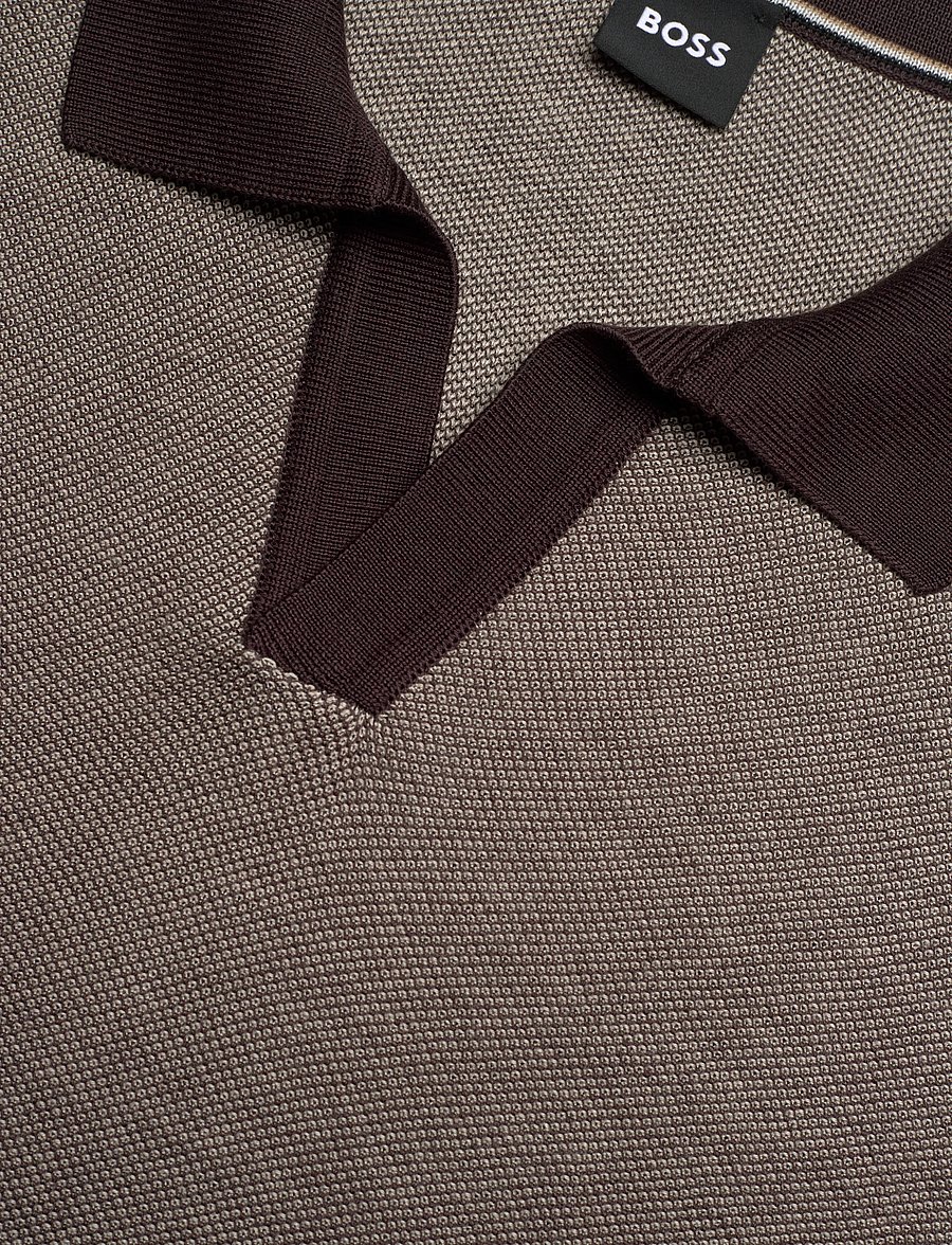 BOSS - H-Narciso - langärmlige strick-polohemden - dark brown - 5