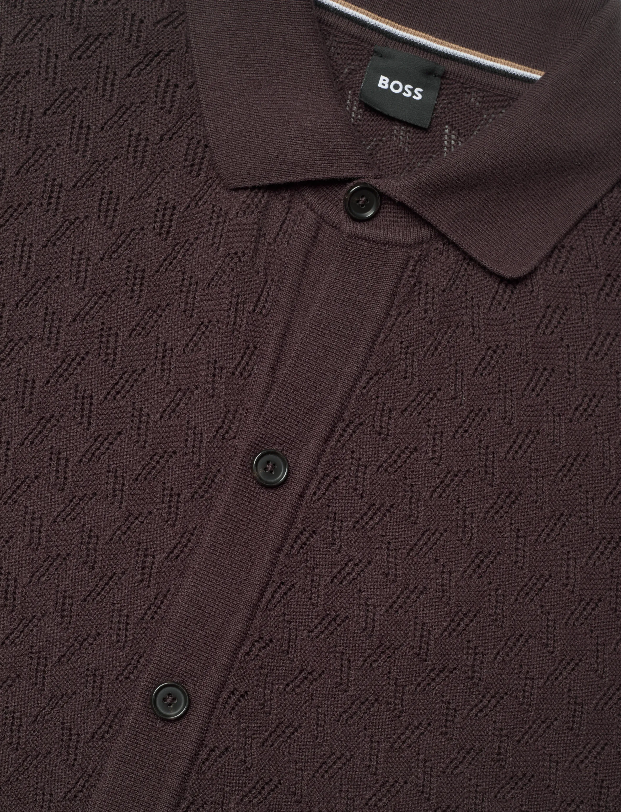 BOSS - H-Nappo - prjónaðir pólóbolir - dark brown - 2