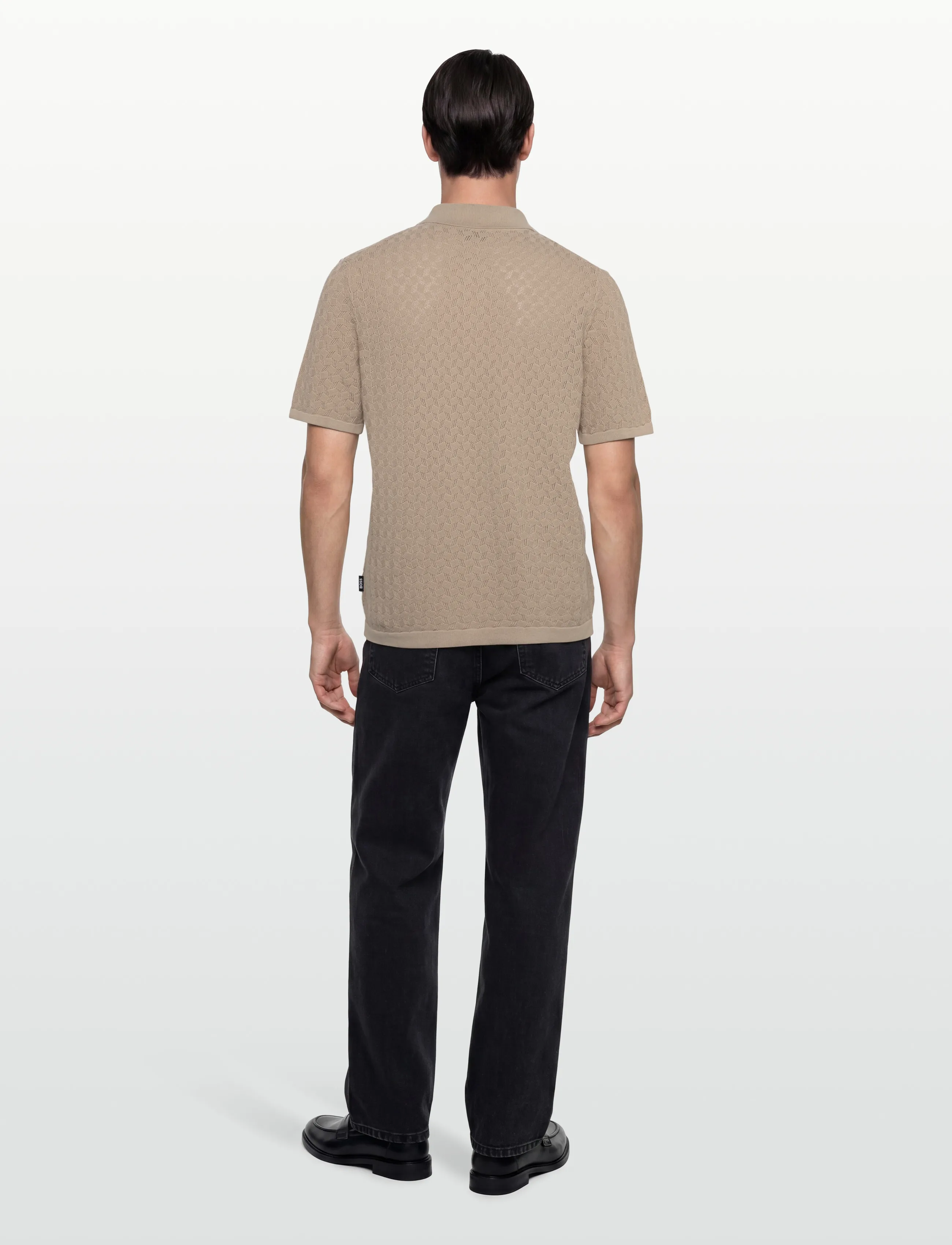 BOSS - H-Nappo - adīti polo krekli ar garām piedurknēm - open beige - 4