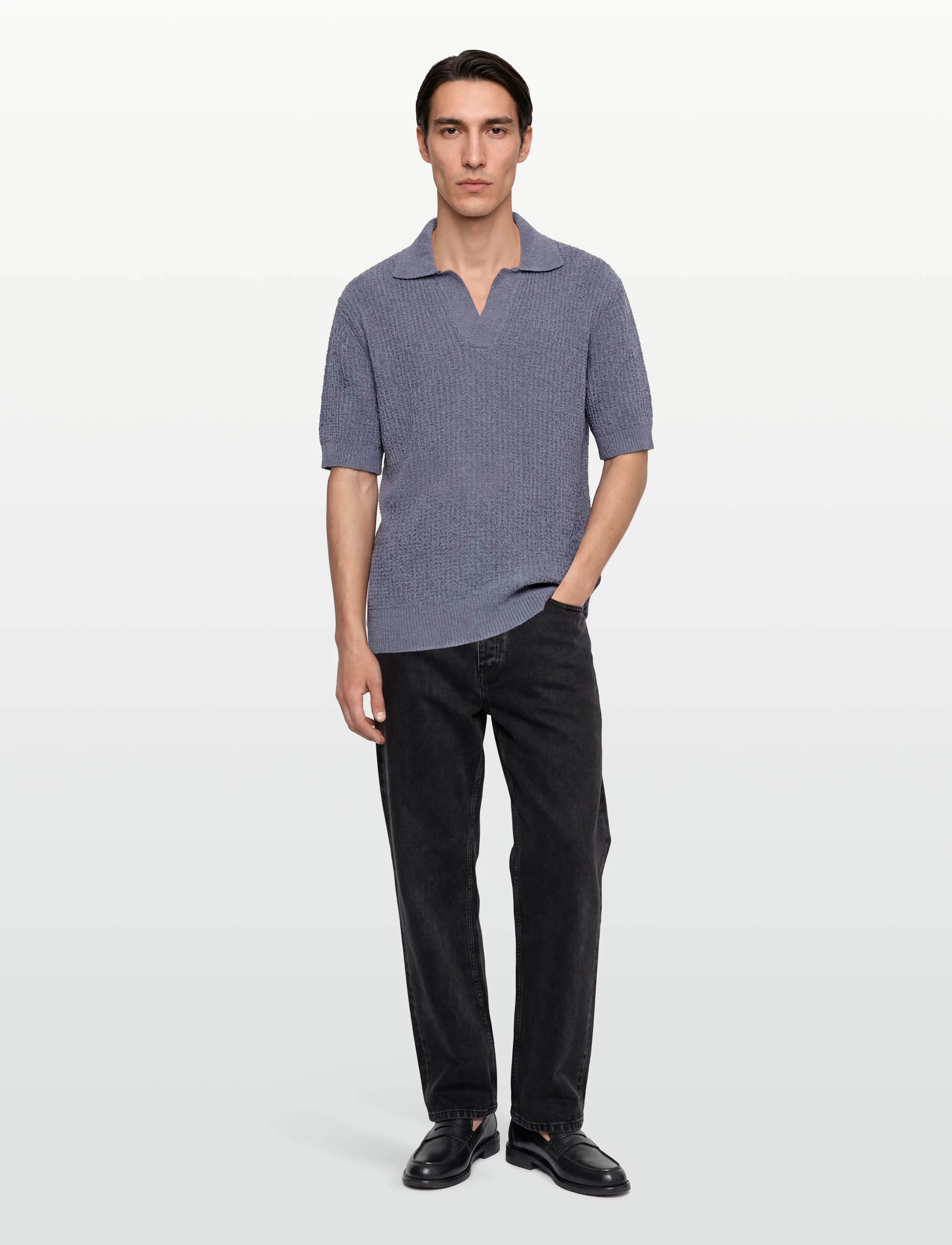 BOSS C-Nil, Mænd, Strikket Poloshirt, Blå, Str: XXL