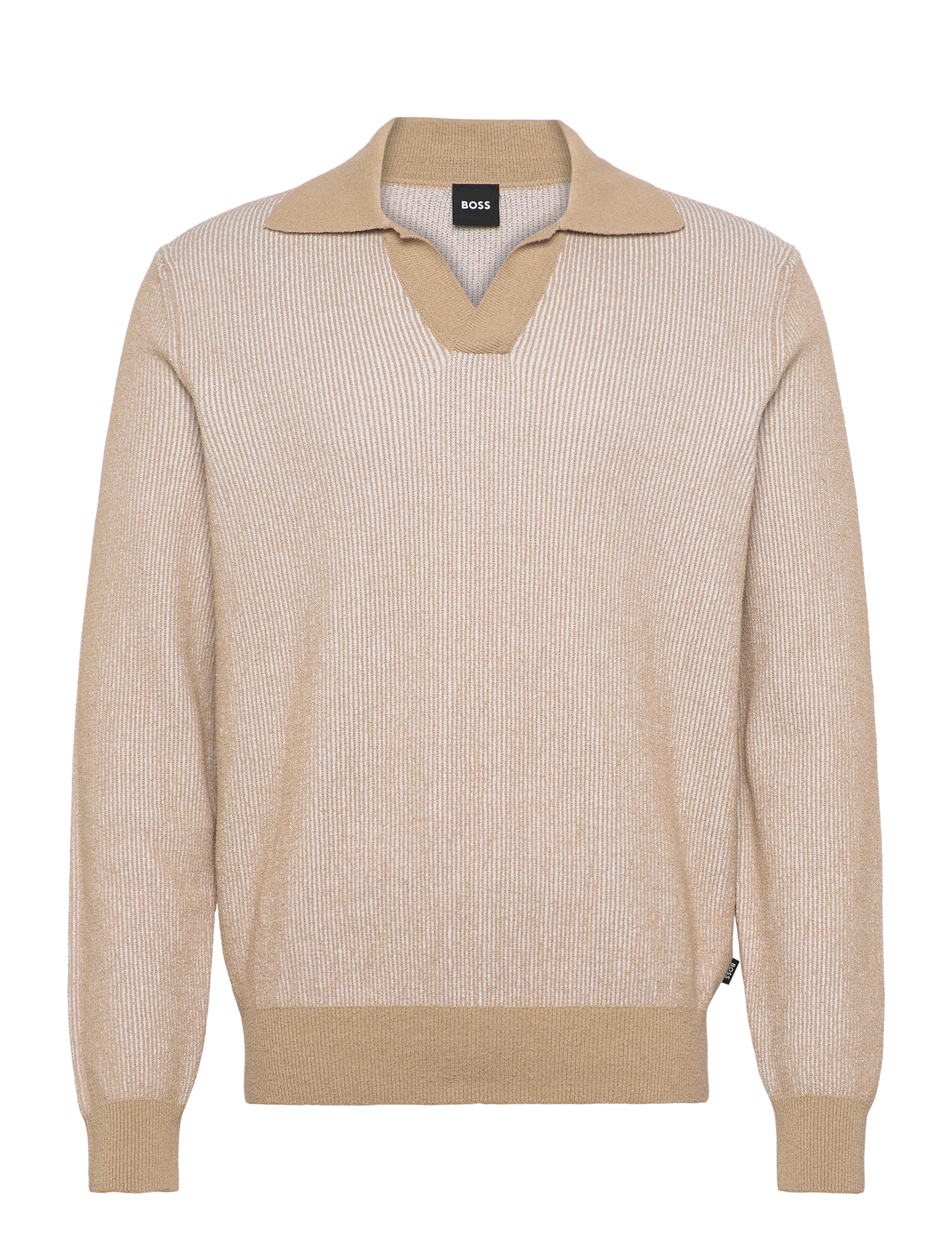 BOSS C-Nasario, Mænd, Strikket Polotrøje, Beige, Str: XXL