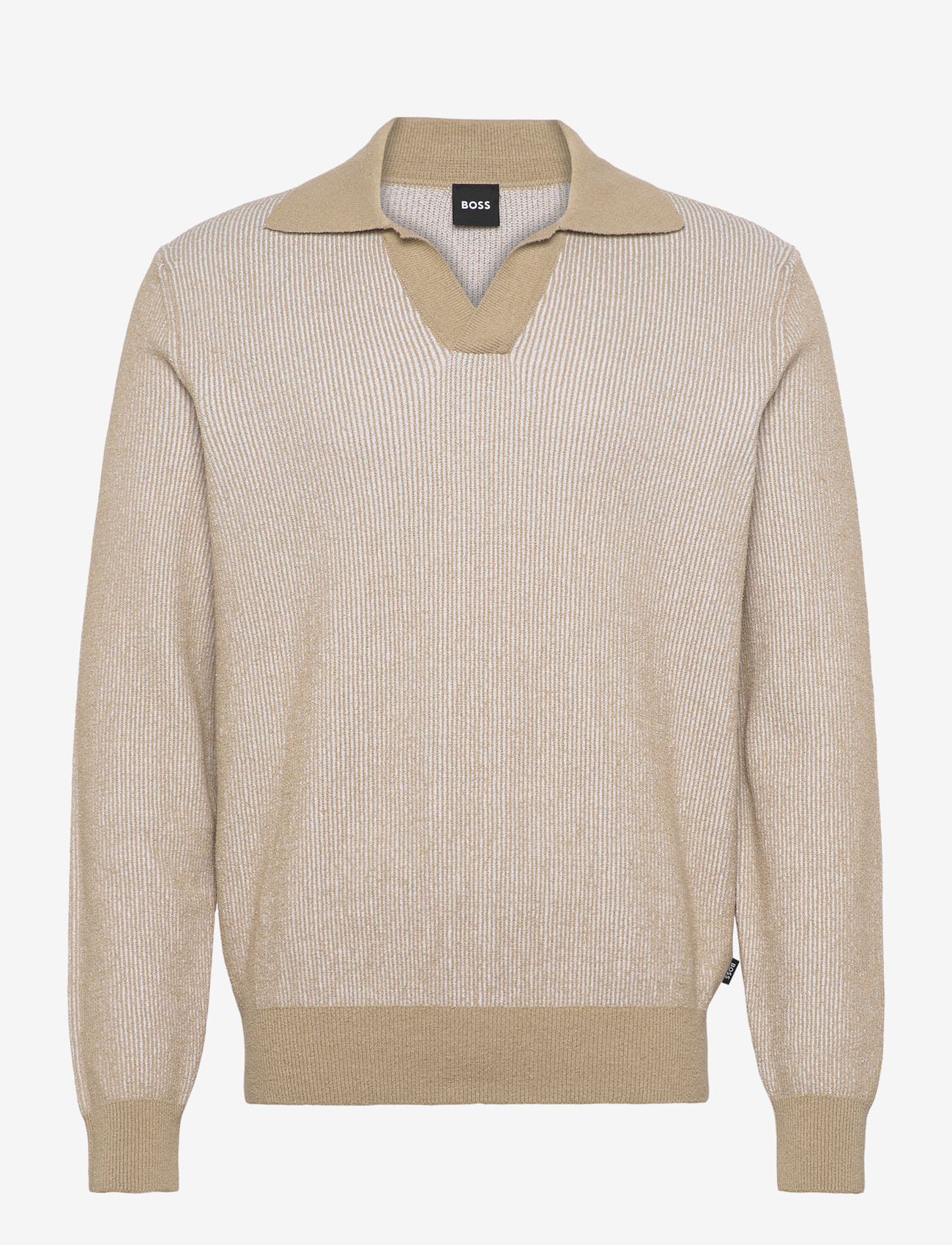 BOSS - C-Nasario - pikkade varrukatega kootud polosärgid - open beige - 0