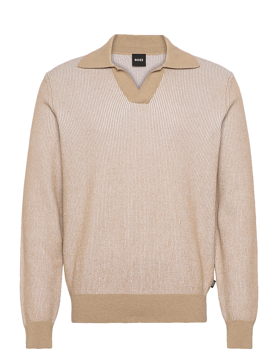 BOSS - C-Nasario - long-sleeved knitted polos - open beige - 0