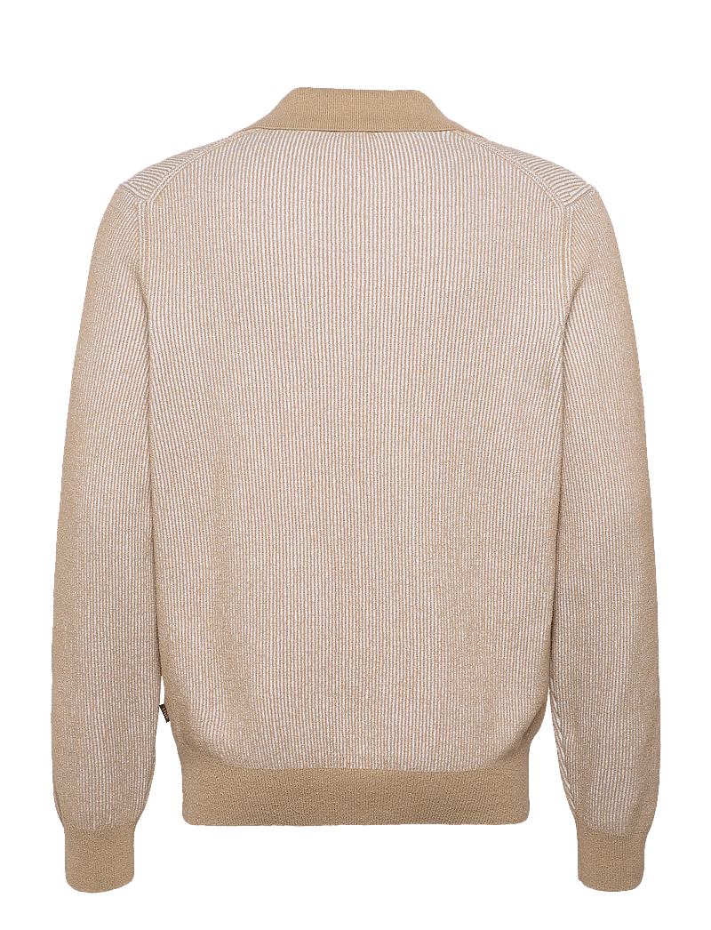 BOSS - C-Nasario - pikkade varrukatega kootud polosärgid - open beige - 1