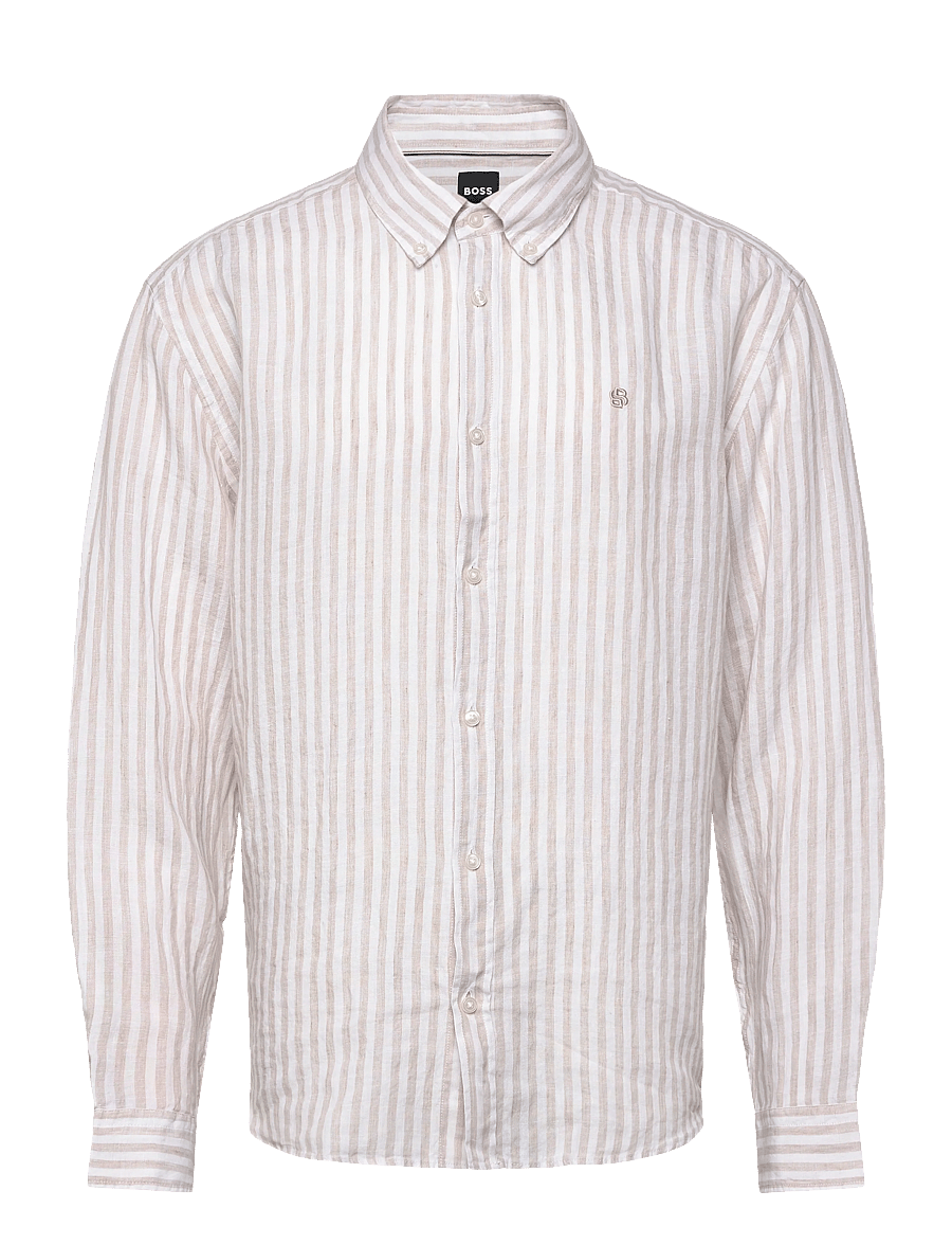 BOSS - H-LIAM-BD-E-C1-261 - randiga skjortor - open beige - 1