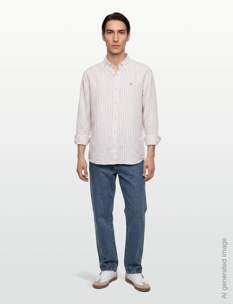 BOSS - H-LIAM-BD-E-C1-261 - randiga skjortor - open beige - 0