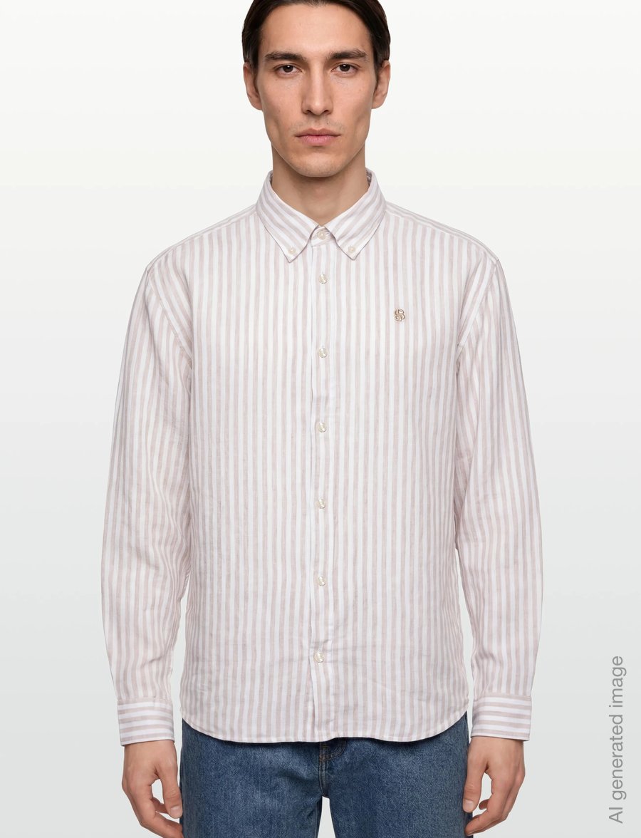 BOSS - H-LIAM-BD-E-C1-261 - randiga skjortor - open beige - 3
