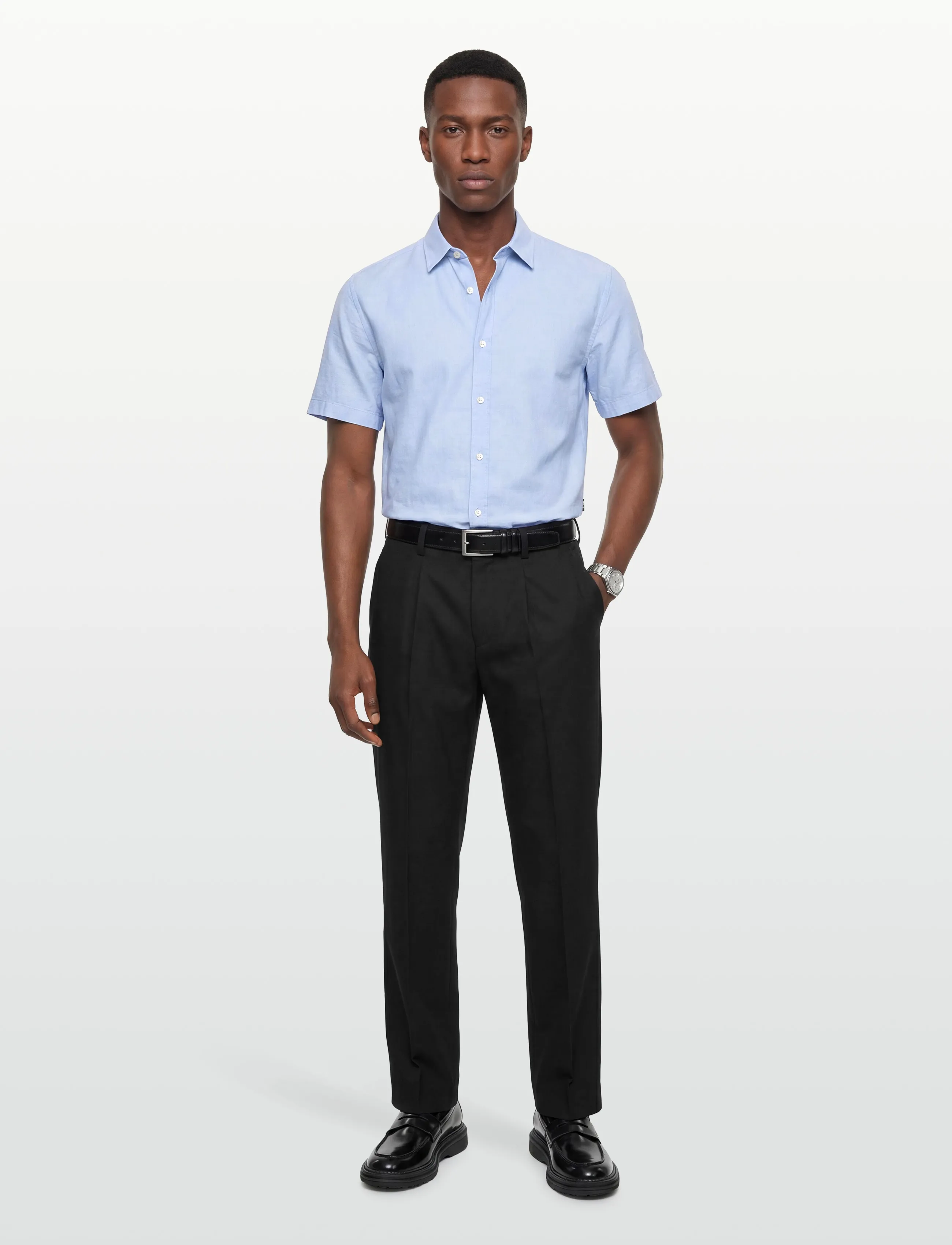 BOSS C-ROAN-K-SH-262 - Linen shirts - LIGHT/PASTEL BLUE / white
