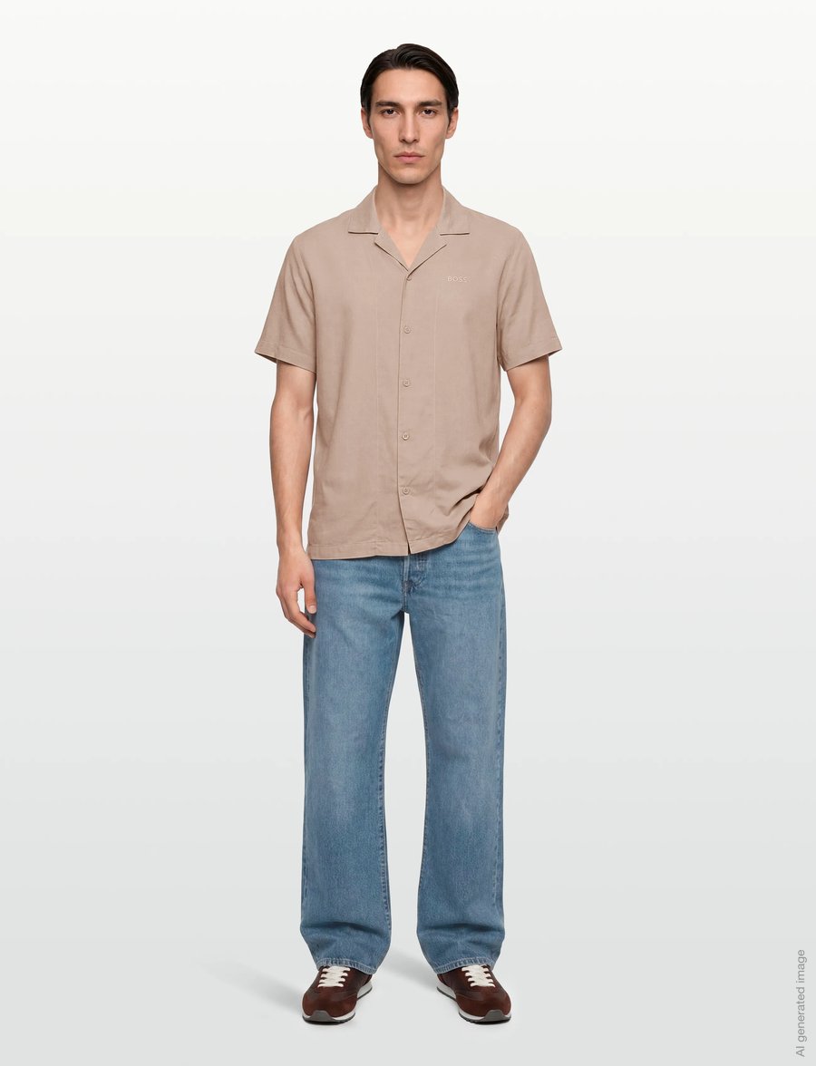 BOSS - Fresh Shirt - marškiniai trumpomis rankovėmis - light beige - 0