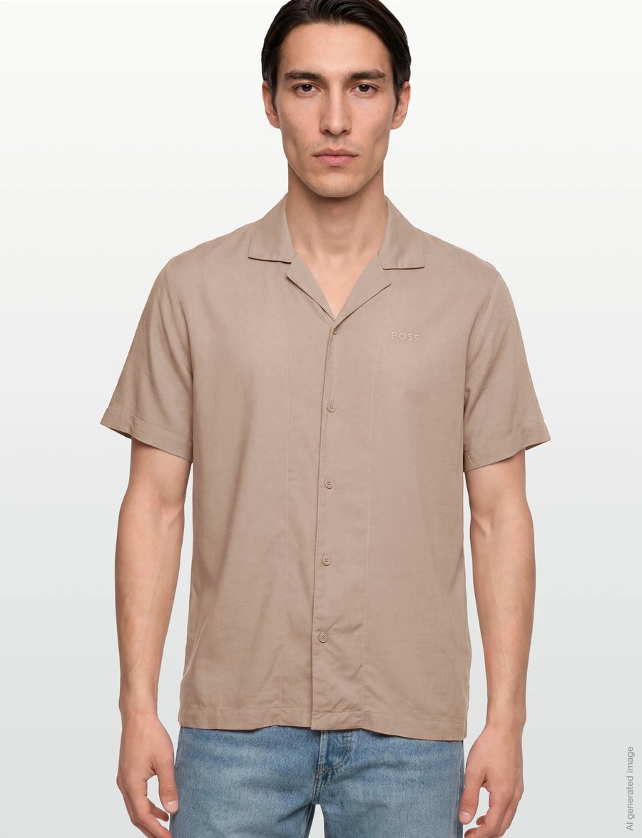 BOSS - Fresh Shirt - marškiniai trumpomis rankovėmis - light beige - 3