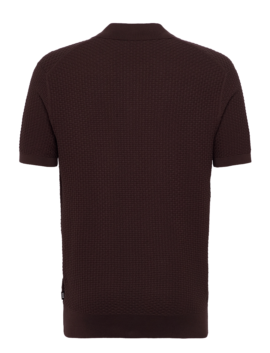 BOSS - H-Natalo - gestrickte polohemden - dark brown - 2