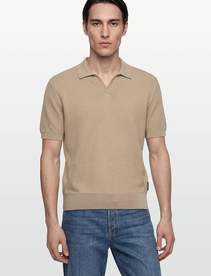 BOSS - H-Natalo - gestrickte polohemden - open beige - 3