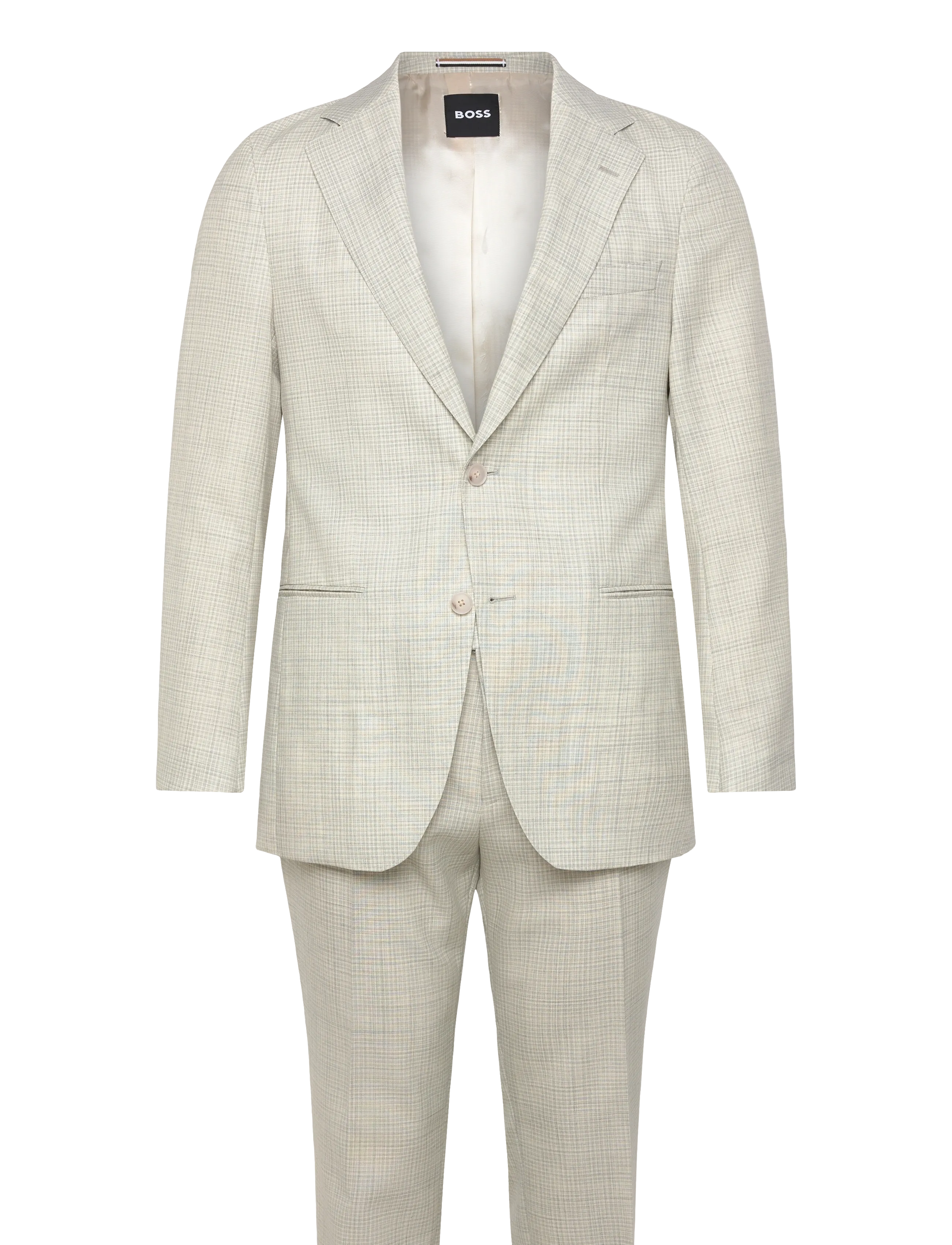 BOSS C-Huge-2Pcs-261, Mænd, Todelt Ternet Jakkesæt, Cream, Str: 48