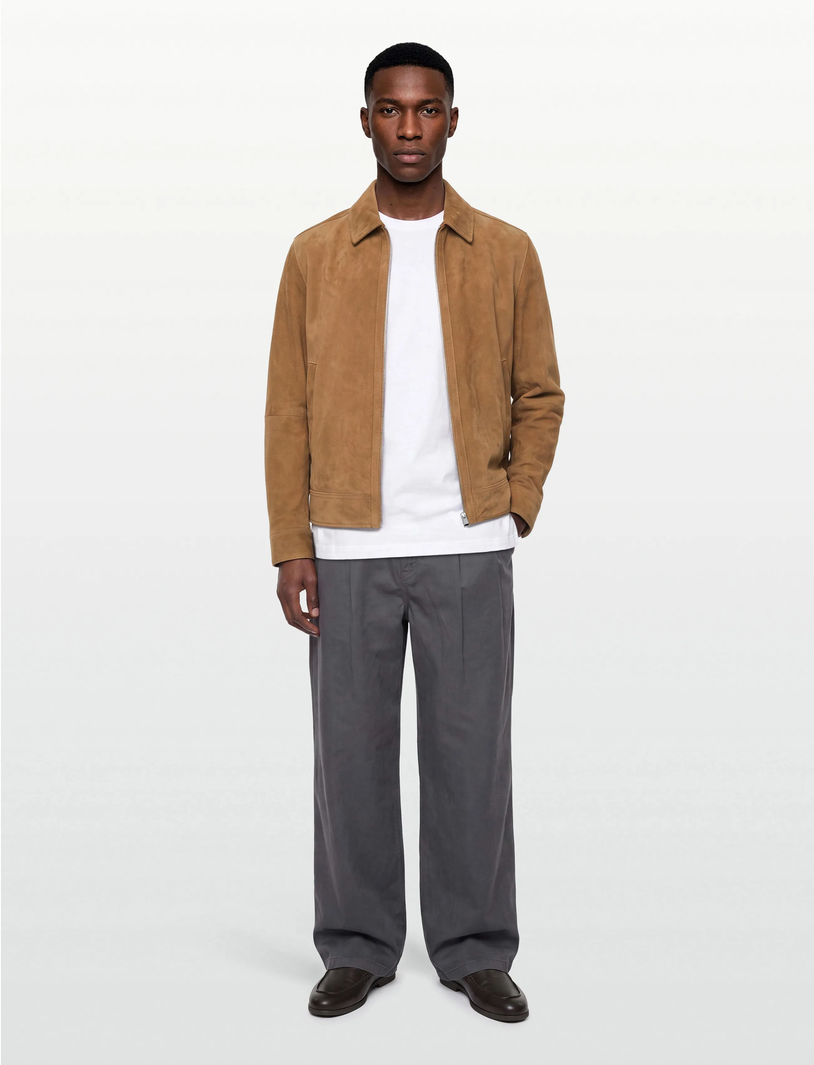 BOSS H-Malbano7, Mænd, Ruskind Jakke, Beige, Str: 48