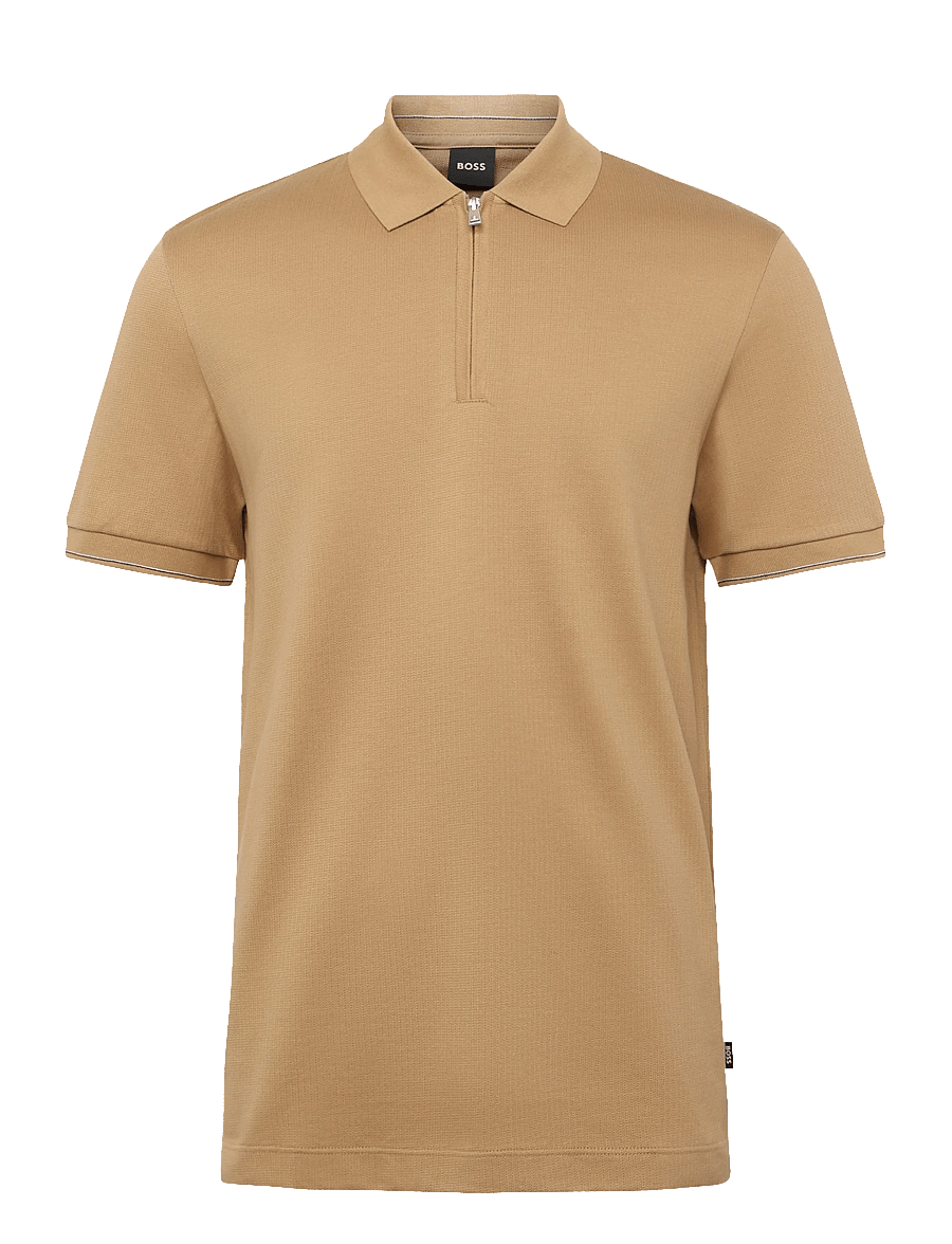 BOSS - C-Pei 90 - langärmlige strick-polohemden - medium beige - 0