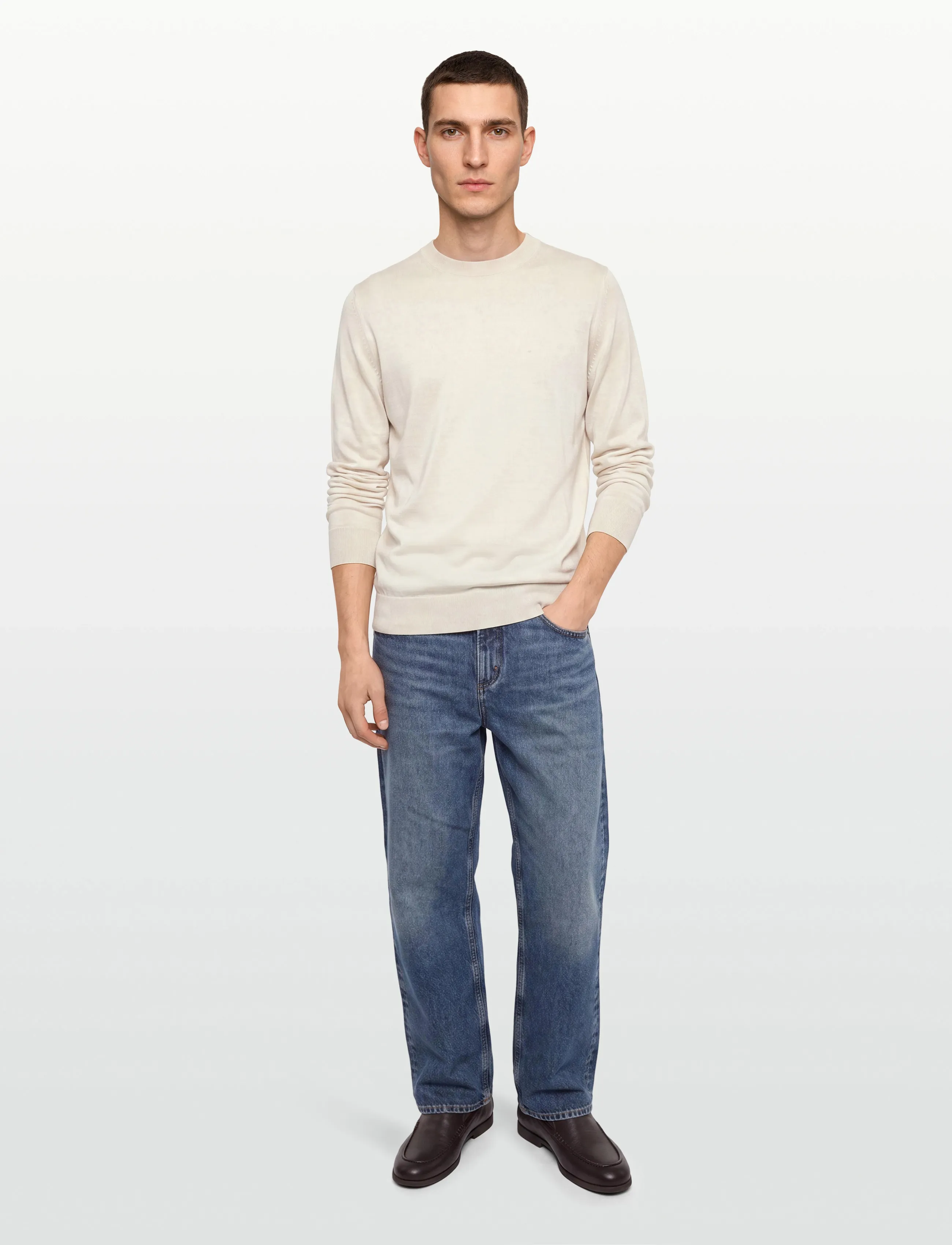 BOSS - H-Leno - rund hals - open white - 0