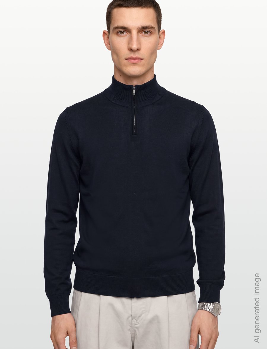 BOSS - H-Ebenji - pullover mit halbem reißverschluss - dark blue - 3