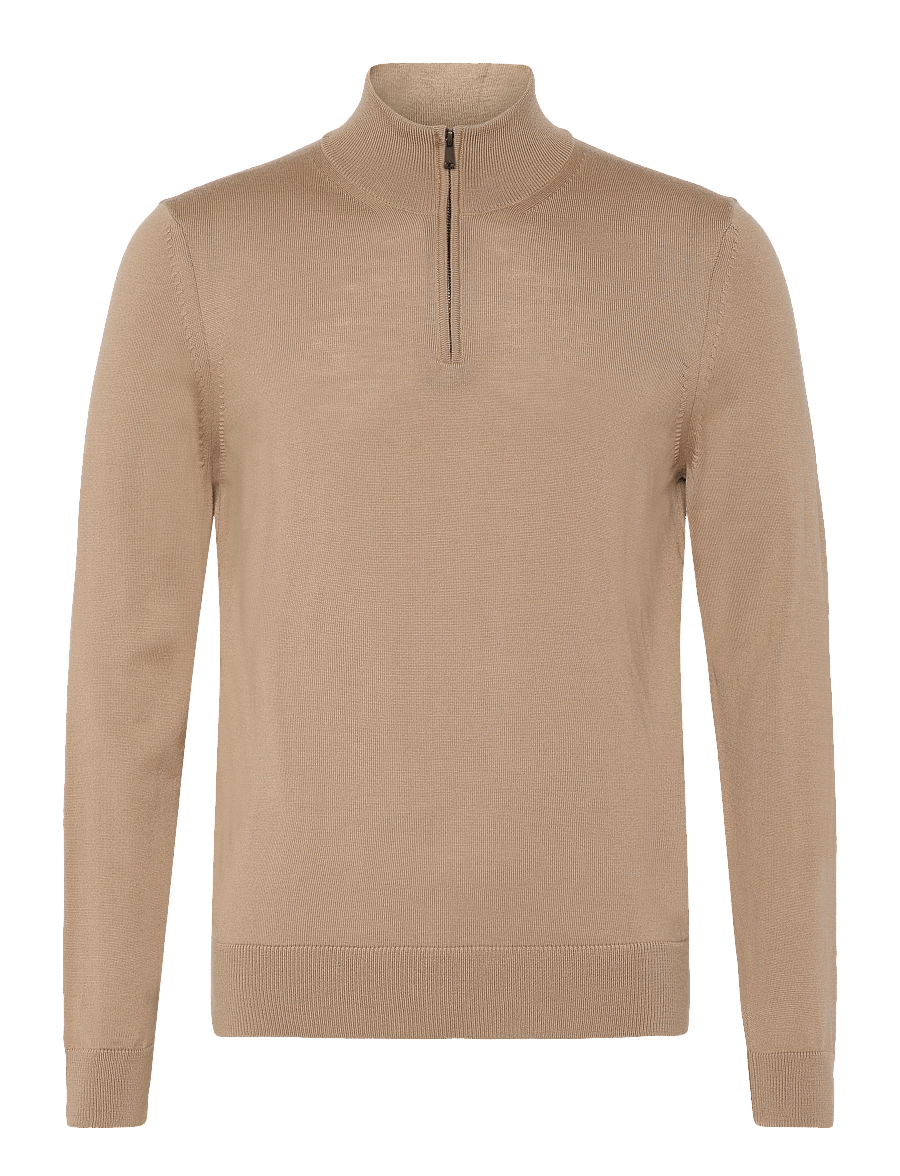 BOSS - H-Ebenji - halfzip strik - medium beige - 0