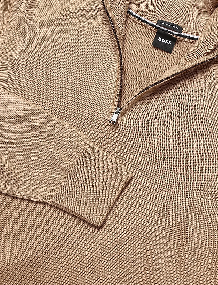 BOSS - H-Ebenji - halfzip strik - medium beige - 2