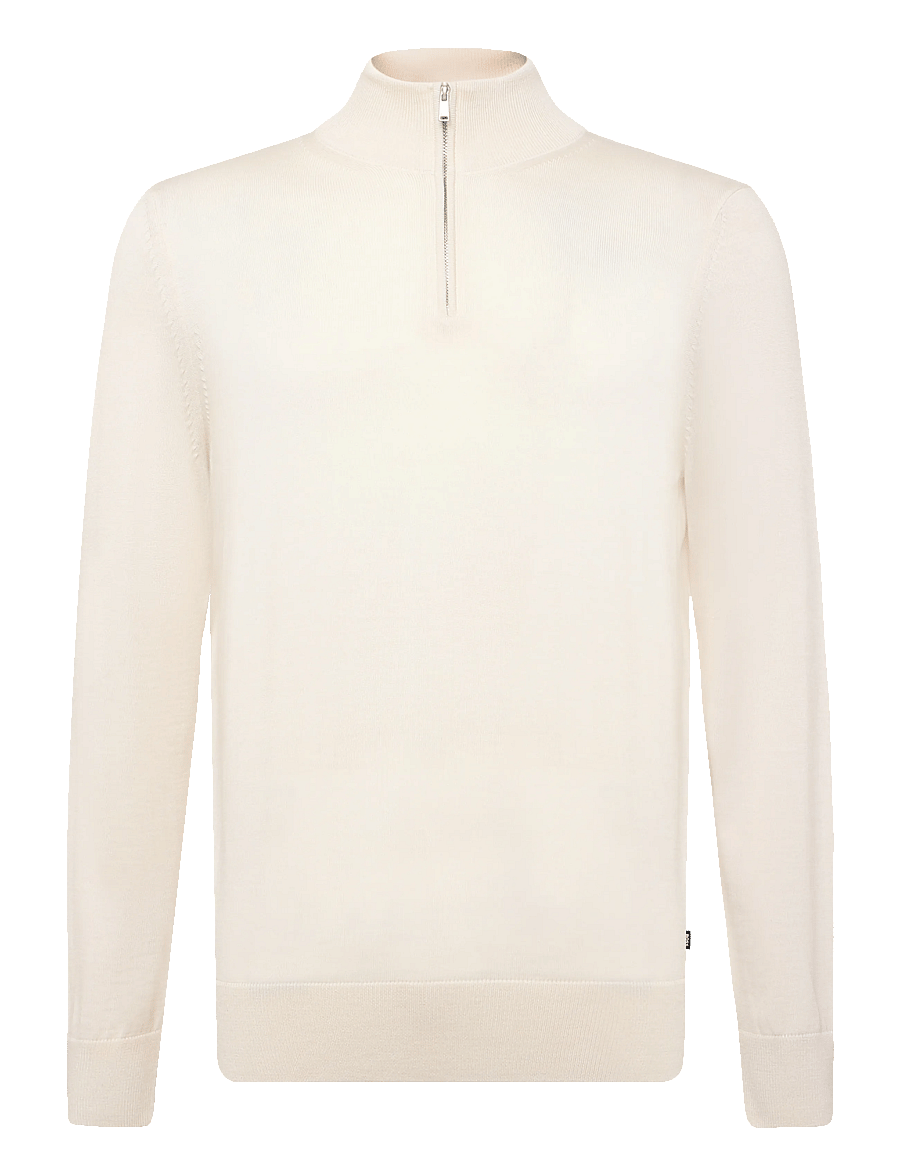BOSS - H-Ebenji - pullover mit halbem reißverschluss - open white - 0