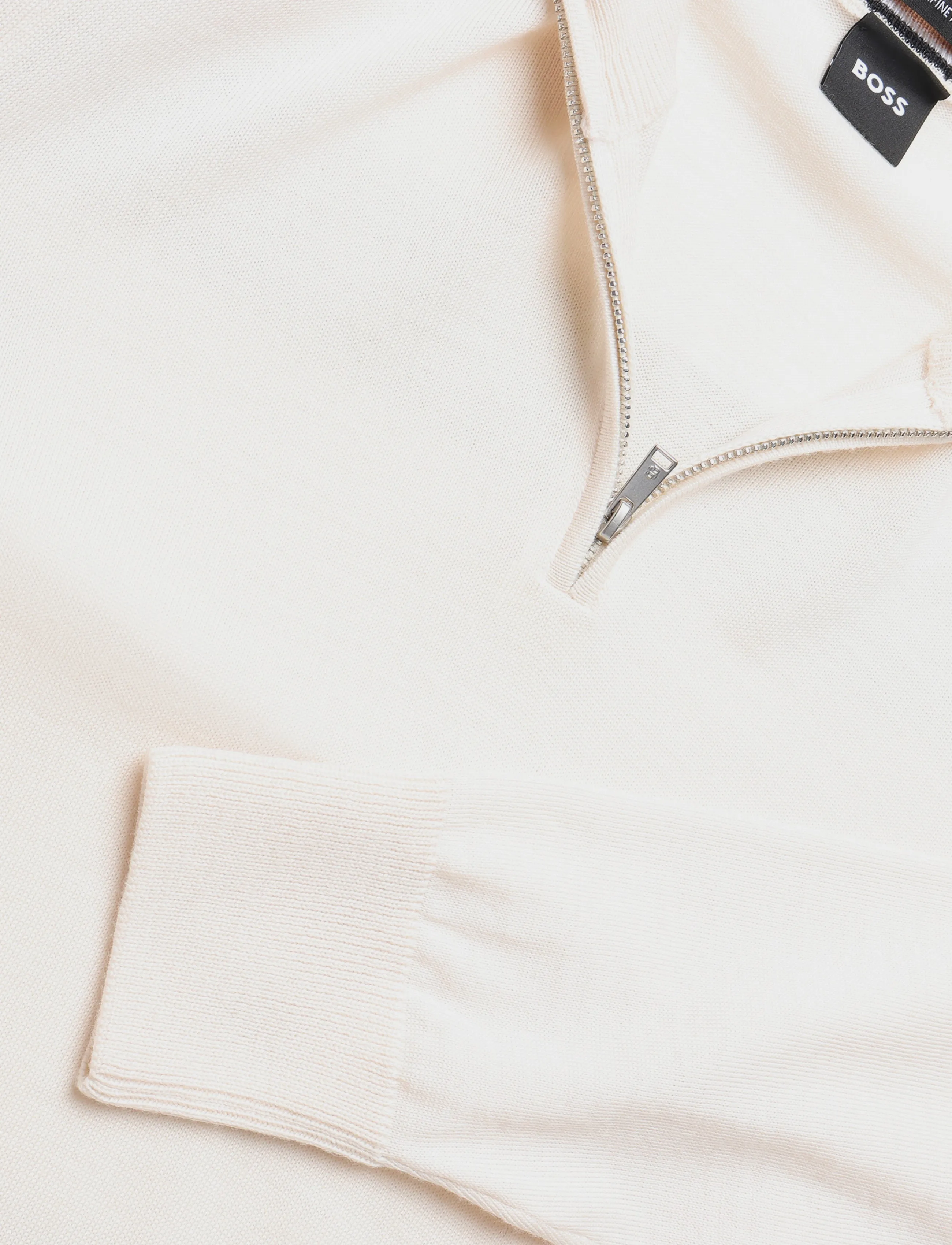 BOSS - H-Ebenji - pullover mit halbem reißverschluss - open white - 2