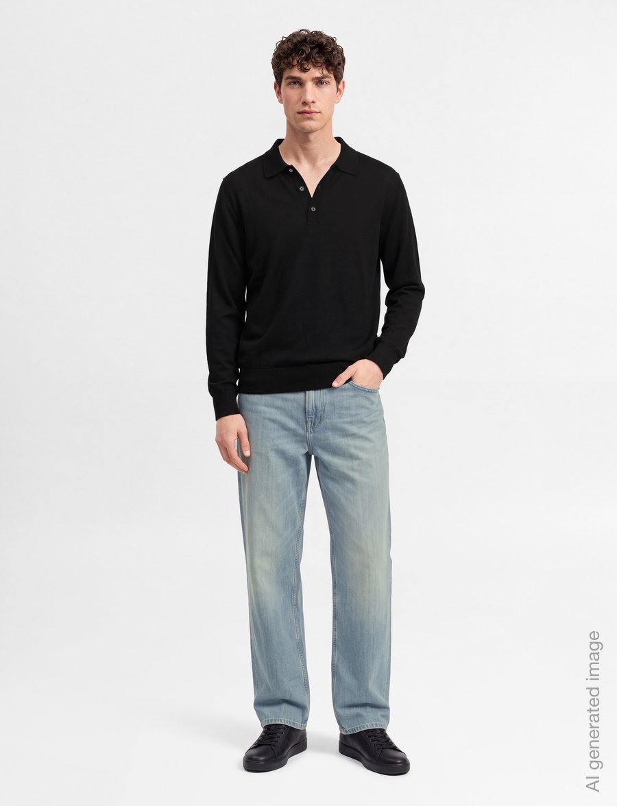 BOSS - H-Lancione - poloer i strik med lange ærmer - black - 0