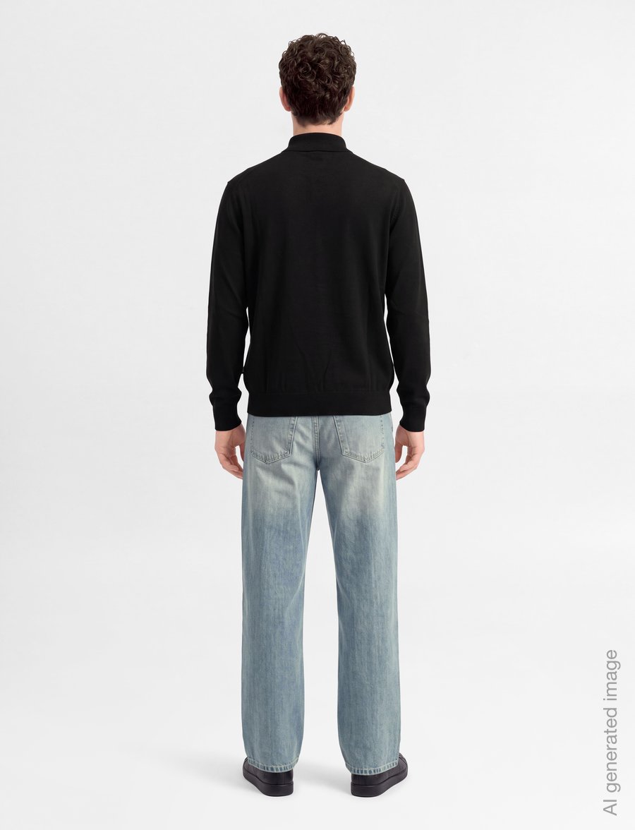 BOSS - H-Lancione - poloer i strik med lange ærmer - black - 4