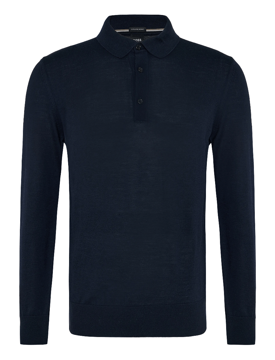 BOSS - H-Lancione - poloer i strik med lange ærmer - dark blue - 0