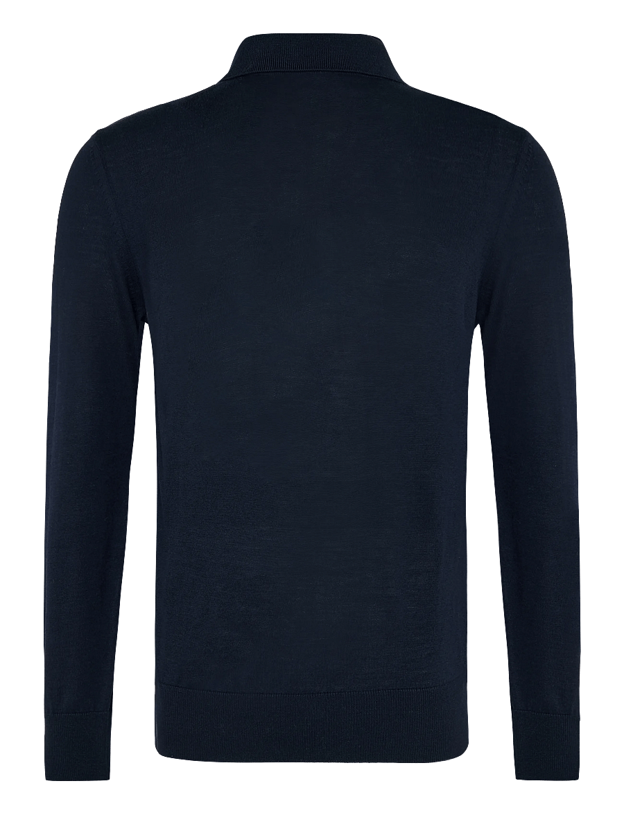 BOSS - H-Lancione - poloer i strik med lange ærmer - dark blue - 1
