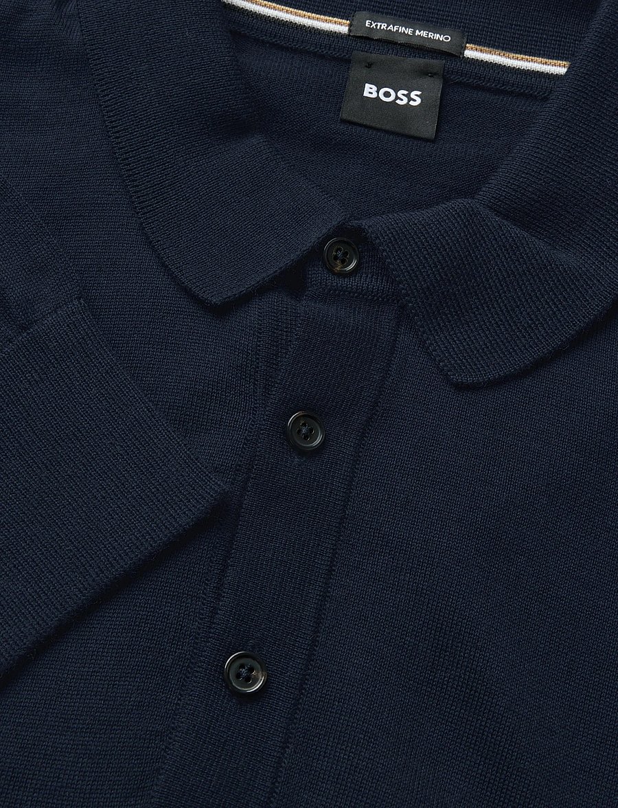 BOSS - H-Lancione - poloer i strik med lange ærmer - dark blue - 2