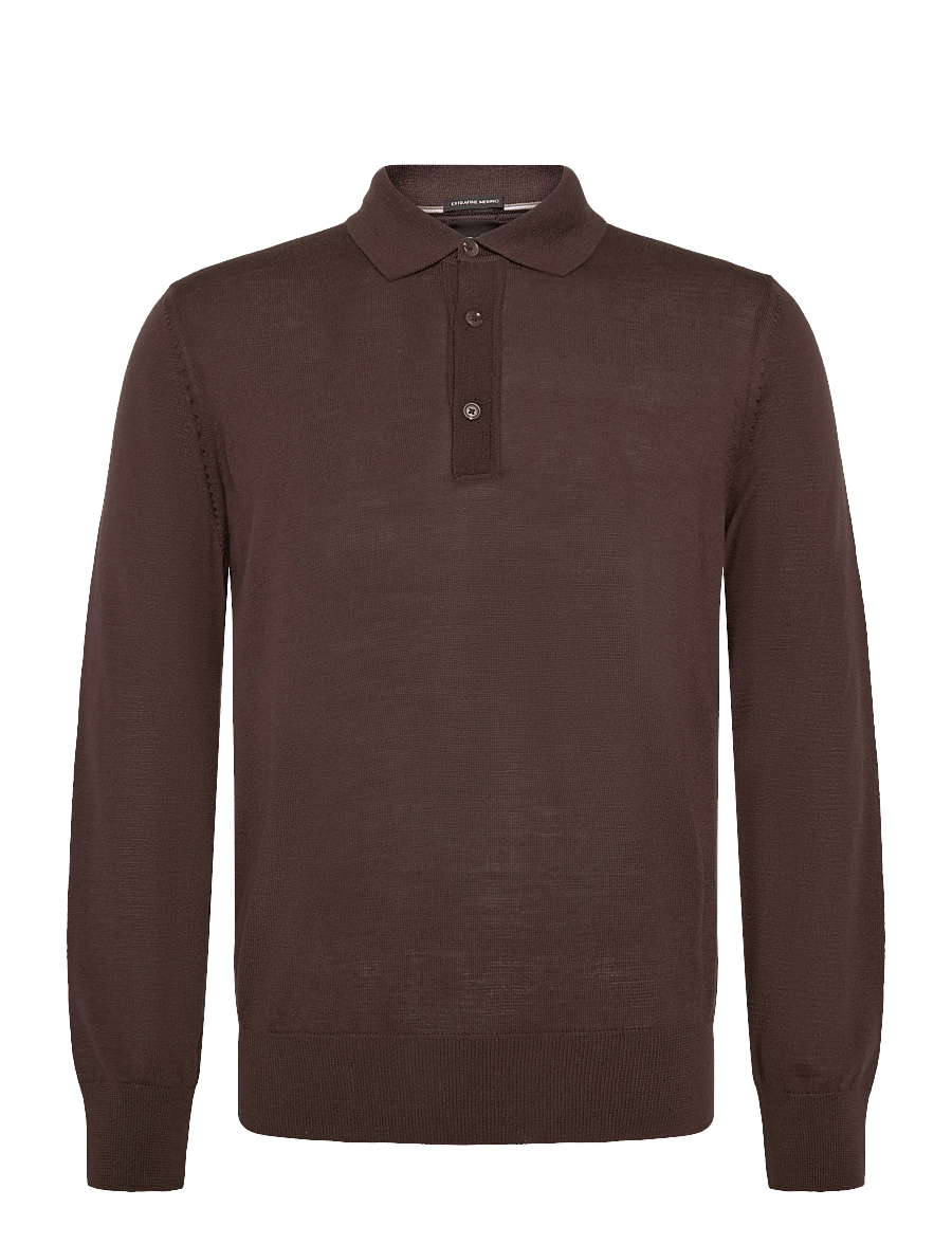 BOSS - H-Lancione - langärmelige strick-polohemden - dark brown - 0