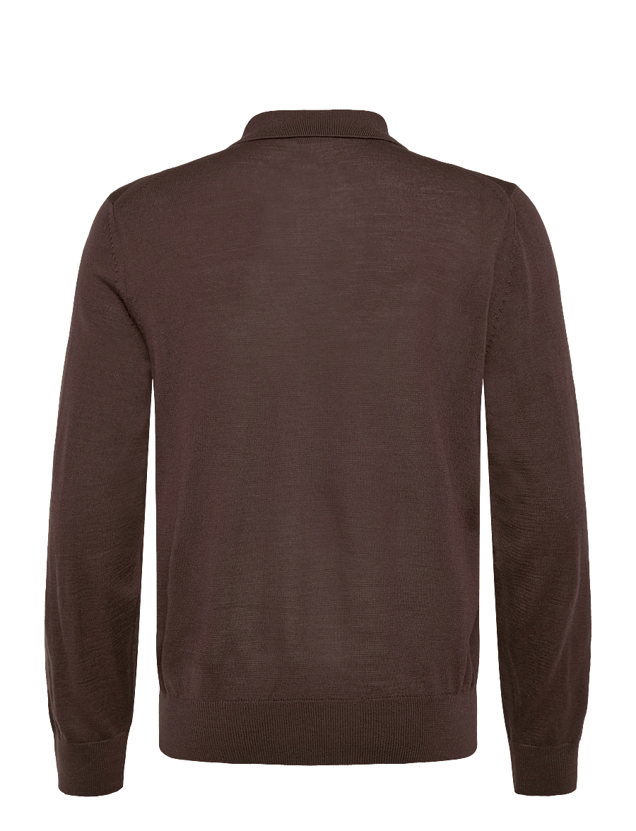 BOSS - H-Lancione - langärmelige strick-polohemden - dark brown - 1