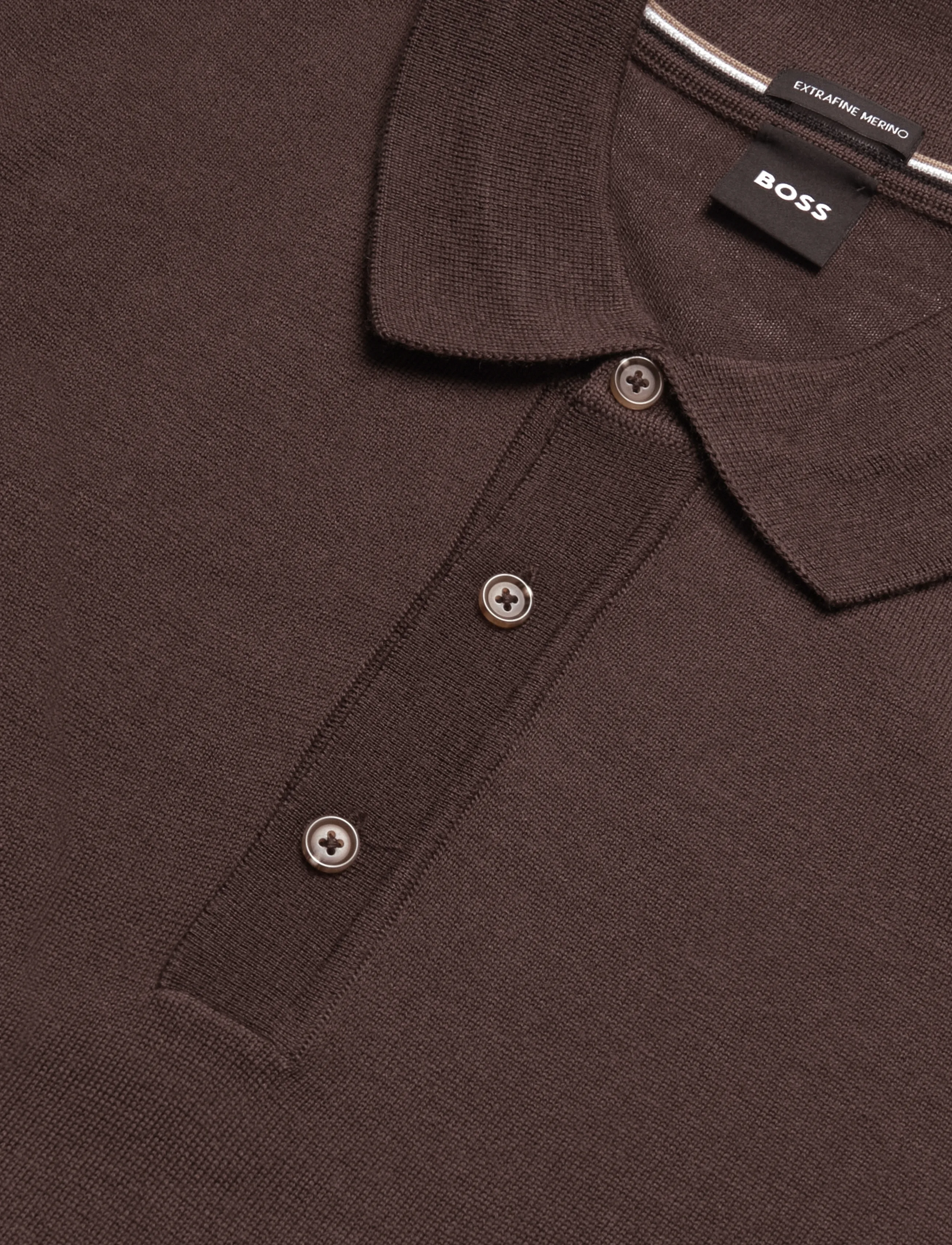 BOSS - H-Lancione - langärmelige strick-polohemden - dark brown - 2