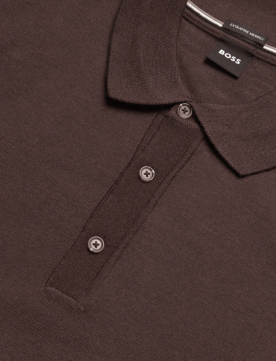 BOSS - H-Lancione - langärmelige strick-polohemden - dark brown - 2